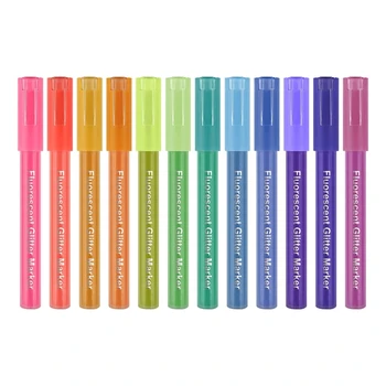 12 опаковки блестящи маркери химикалки, флуоресцентни дръжки за colorization и рисуване J60A