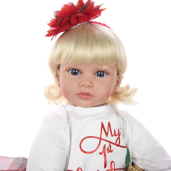 60 см Reborn Бебето Кукла Силиконова Мека Реалистична Кукла Принцеса с Руса Коса За Момичета Brinquedo Коледен Подарък на Играчките За малките Деца