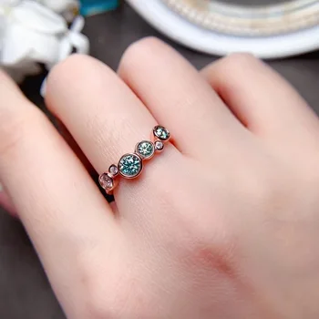 Сребро проба 925, оригинално диамантен пръстен с диамант огранкой, висококачествено пръстен със зелен муассанитом за жени, бижута със скъпоценни камъни