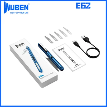 WUBEN E62 Многофункционална дръжка-фенер USB Акумулаторна ЕРП-фенерче с Капацитет 130 лумена 3-в-1, Тактическа дръжка за всекидневна употреба
