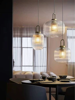 Скандинавски прозрачна светлина, модерен ресторант, бар, стъклена подвесная лампа в лента, led висящи лампи, Хол, Спалня, начало декор, осветление