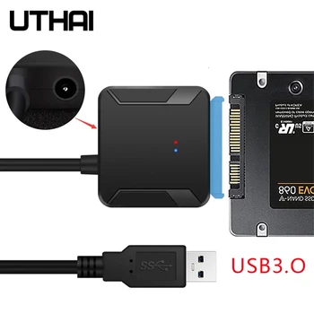 UTHAI T39 HDD Adapter Лек Кабел за твърдия диск, на USB-SATA 5 Gbit/s USB 3.0-SATA3 2,5/3,5 Кабел-адаптер за четене IPFS с твърд диск
