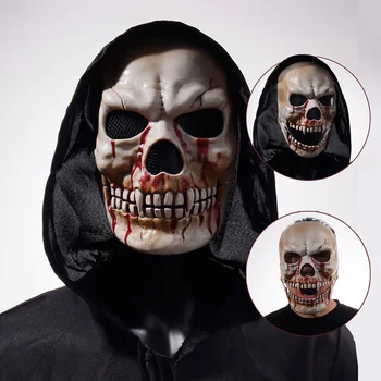Хелоуин маска с подвижна уста, череп, Cosplay, ужас, Кървав скелет, на демона-убиец, пластмасова каска, от духове къща, подпори за костюмированной партита