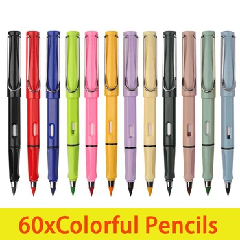 60 бр. цветни моливи за рисуване, неограничен брой стираемых моливи за писане, 12 цвята, дръжка без мастило