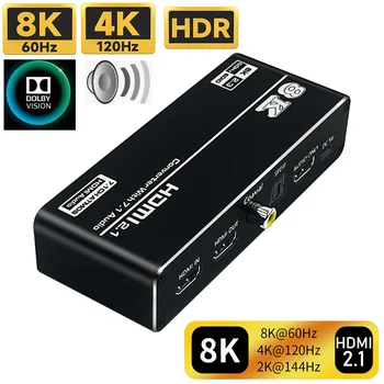 HD-MI 2.1 Аудио екстрактор Аудио Toslink Ивица на 4K 120Hz 8K 60Hz HD MI Видео Конвертор и Приемник Dolby Визия за PS5 Xbox TV S