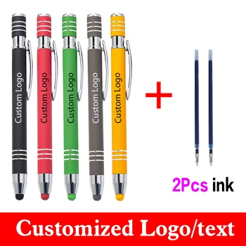 3 бр./компл. метална конденсаторная химикалка писалка с 2 мастило, многоцветен дръжка със сензорен екран, подарък рекламна химикалка с логото на поръчка, канцеларски материали за учениците