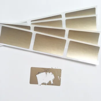 Нови 23x42 мм, 100 бр. златни самозалепващи етикети с драскотини, парола ръчно изработени, филм за карти в поцарапанную ивица