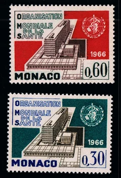 2 бр./компл. нова пощенска марка Монако 1966 Световната здравна организация сграда гравиране марка MNH