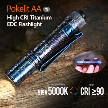 ACEBEAM Pokelit AA Ti EDC Фенерче 500 Лумена с Високо CRI90 IP68 Малък Джобен Led Фенерче за Всекидневна употреба
