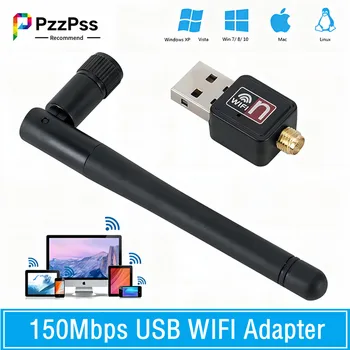 PzzPss 150 Mbps Безжична Мрежова Карта Mini USB 2.0, WiFi Адаптер, LAN, Wi-Fi Dongle Приемник Антена 802.11 b/g/n За Преносими КОМПЮТРИ