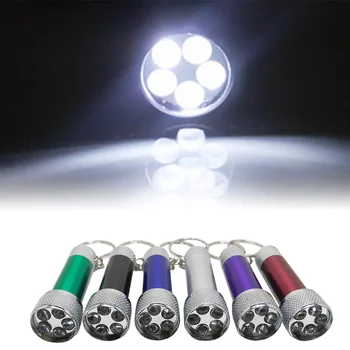 Мини led фенерче за къмпинг, разходки, преносим, джобен ръчно фенерче с ринг за ключове от алуминиева сплав 5 led s фенерче