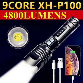9 основната XHP100 на Най-Мощните led Фенерче USB Зареждане Led Фенерче XHP90/P70 Тактически Фенер P50 Ръчен Фенер 26650 проблясък на Светлина
