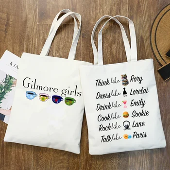 Чанта за пазаруване с графичен анимационни принтом Gilmore Girls, модни и ежедневни ръчна чанта Pacakge за момичета