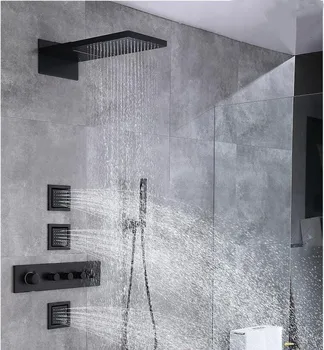 Термостатическая латунная накрайник за душ в банята, стенен смесител за душ, комплект за душ с водопад, мултифункционален накрайник за душ