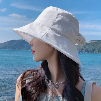 Годишна жена от панама с луксозен лък, 9 см, солнцезащитная шапка с голяма периферия, лека дишаща, за туризъм на открито, на къмпинг, елегантна панама