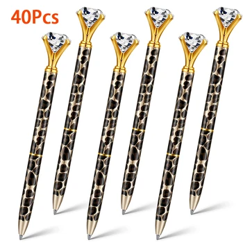 40 бр. кристални дръжки, леопардовая химикалка химикалка, брилянт дръжка, сватбена дръжка на булката с диамантен пръстен на върха