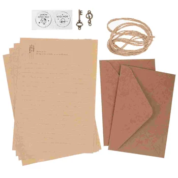 Бележник пътник, страница подложка, комплект за писма в стил ретро, опаковъчен плик, пликове за писма
