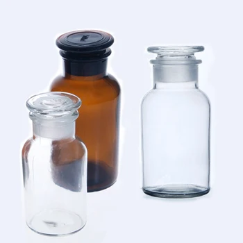 Лаборатория бистра/кафява бутилка за химически реактиви с широко гърло