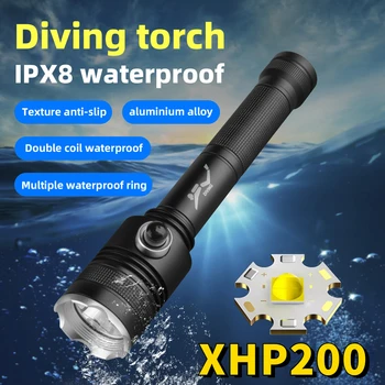 XHP200 най-ярко фенерче за гмуркане, фенер за гмуркане на 100 м, лампа за осветление на 1500 м, супер водоустойчив светлини