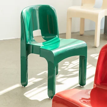 Поддръжка на гърба Зелени Столове за Хранене Градина Пластмасов Сладък Дизайнерски Детски Кът, Шезлонг Nordic Cadeira De Varanda Мебели За Дома