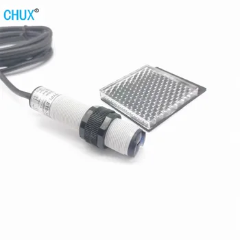 Фотоелектричния сензор с рефлектор CHUX pnp E3F E18-3B2PA PB, 3 жици на разстояние 2 м, огледален превключвател тип Infraid