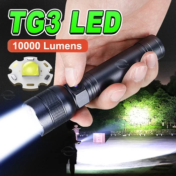 1000ЛМ мощен led фенерче в tg3 LED тактическа светкавица 18650 акумулаторна лампа водоустойчив ръчен преносим фенер
