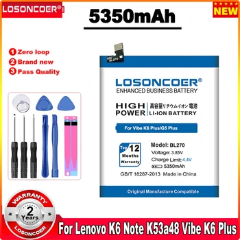 LOSONCOER 5350 ма BL270 Батерия За Lenovo K6 K8 Note K53a48 Vibe K6 G5 G Plus За Motorola Moto G6 Play XT1922