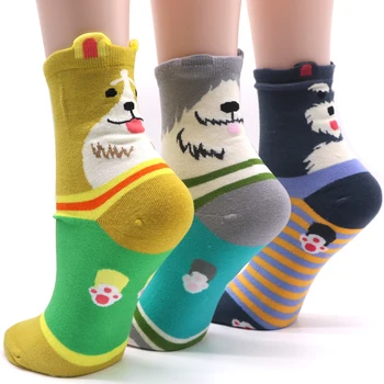 Мультяшные чорапи Kawaii приливи и отливи, сладки къси чорапи с животни Shiba, бул териер, Бийгъл, забавен подарък за жени, ежедневни мъжки чорапи Happy Cotton Сокс