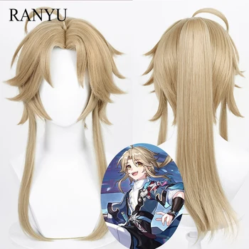 RANYU Game Honkai: Звезден релса Cosplay Яньцин перука с Дълги синтетични директни ленени кестенява коса във формата на конска опашка Огнеупорни перука за парти
