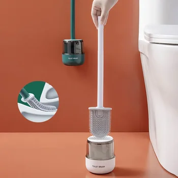 Силиконов ершик за тоалетна TPR, монтиран на стената ершик за тоалетна с дълга дръжка, без течен удар, чистящая четка за баня, аксесоари