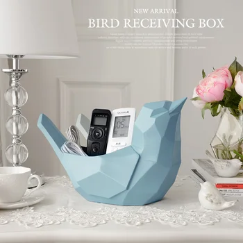 Статуетка на птица от смола Инструменти за мобилен телефон, кутия за съхранение за вашия десктоп декорация на дома Органайзер за грим притежател на мобилен телефон на масата