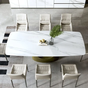 Модерна Минималистичная Правоъгълна Креативна Комбинация от Масата за Хранене И Столове Класическа Италианска Кухня Mesa Table Mesa Мебели за Дома