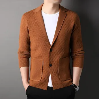 Най-високата степен на Нова марка Дизайнер Класически корейски модерен вязаный жилетка готини якета за мъже Casual стил Стилист Палто мъжки дрехи