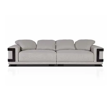 Светъл луксозен диван в италиански стил за дневната, модерен плат разтегателен висок клас, метални мебели от неръждаема стомана по поръчка