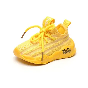 обувки за бебета 2023 лятна детска нескользящая ежедневни обувки с мека подметка от окото на материала, жълто-бели гуменки за момчета и момичета 1-3 години