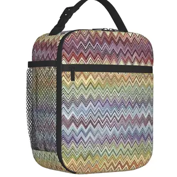 Бохо-шик, модерни зигзагообразные изолирани чанти за обяд, женски многоцветни геометрични преносими хладилници, минерални кутии за Бэнто, за къмпинг, за пътуване