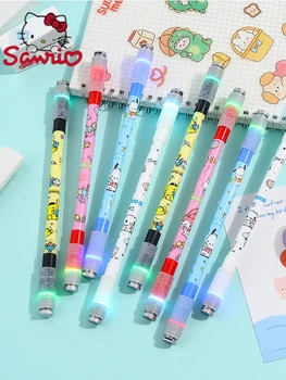 Креативна мультяшная светещ въртяща се дръжка Sanrio, маркова писалка sanrio, канцеларски материали, химикалки за писане, кавайные канцеларски материали