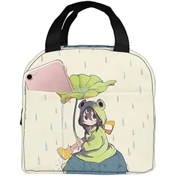 Чанта за обяд с участието на сладко момиче жаба от аниме за момичета, преносим кутия за обяд, торби за многократна употреба за обяд, чанта-тоут голям капацитет, чанта за bento, чанта за обяд Shcool