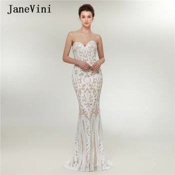 JaneVini Елегантни дълги рокли на Русалка с пайети за бала, по-големи размери 2020 г., арабско блестяща рокля без ръкави в стил сладко момиче за жени, по поръчка
