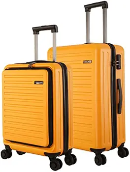 Комплект за багаж 20/24, 20 с Преден джоб за лаптоп и възможност за разширение, Лек корпус от ABS + PC с TSA заключване и въртящи се колела, Червен