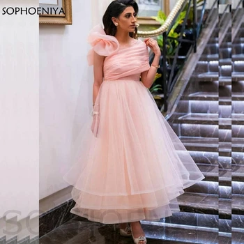 Ново записване, розови вечерни рокли, къси вечерни рокли трапецовидна форма в Дубай, арабските вечерни рокли, празнична рокля Abendkleider Abiye