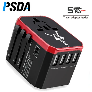 PSDA 3D Smart Travel Adapter Международен Штекерный Адаптер за Монтиране на Зарядно Устройство, USB Type C Ac Адаптер за САЩ, ЕС, Великобритания AU US iPhone Android iPad