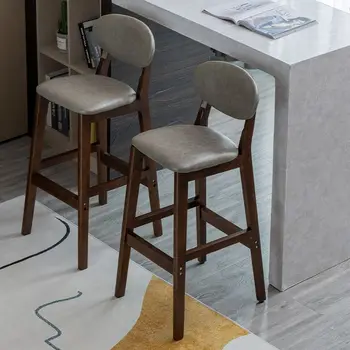XX45, Бар стол от масивно дърво, домашен стол с облегалка, скандинавски бар стол, модерен прост бар стол, комбинация от бюрото и стола