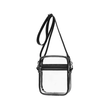 Прозрачната чанта, одобрен за стадиона, прозрачна чанта с регулируема пагон за спорт на открито, черна