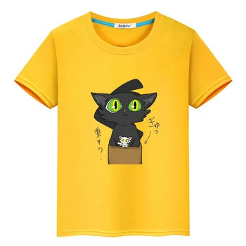 Тениска с котка Suzume No Tojimari Daijin, тениска с изображение на котка от японското Аниме тениски от 100% памук за момчета и момичета, летни тениски с кръгло деколте