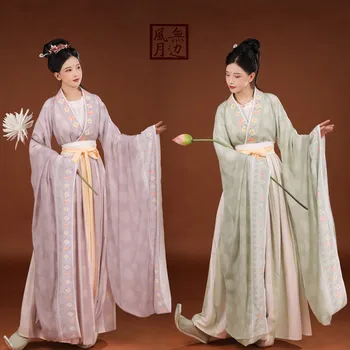 MuQingYao, оригинална рокля Hanfu с флорални принтом династията Вэйцзинь, женски китайското традиционната рокля Hanfu, костюм на принцеса, костюми за cosplay