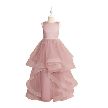 YZYmanualroom атласное тюлевое рокля с цветя модел за момичета на сватба, рожден ден, рокля за първо причастие, детска празнична дрехи за момичета
