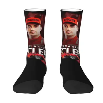 Модерен мъжки чорапи за състезания от Формула 1 Leclerc Charles, унисекс, дишащи топли чорапи за отбора на състезатели с 3D печат