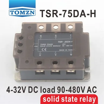 75DA TSR-75DA-H Трифазни високо напрежение на входа тип SSR 4-32 В постоянен ток, товар 90-480 vac, еднофазно твердотельное реле, ac