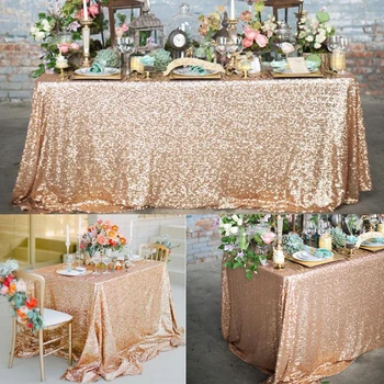 Покривка с пайети, правоъгълно покритие за маса, розово злато, покривка за сватба, рожден ден, декорация на дома, нестандартен размер
